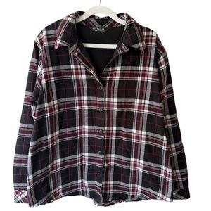 Lee Y2K Black and Red Plaid Button Down Shirt Fleece Lined Women’s XL